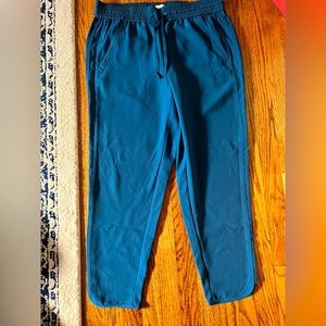 Lou & Grey TEAL Blue Lightweight Pants Elastic Drawstring Waist Pockets